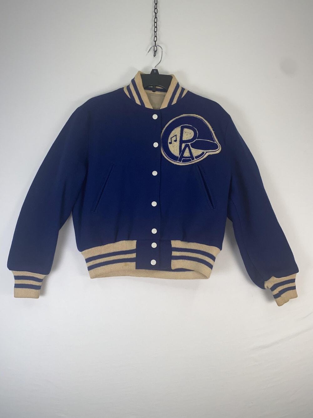Vintage Weaver Apparel Jacket Mens 38 Blue Wool Varsity Letterman PA Band Patch